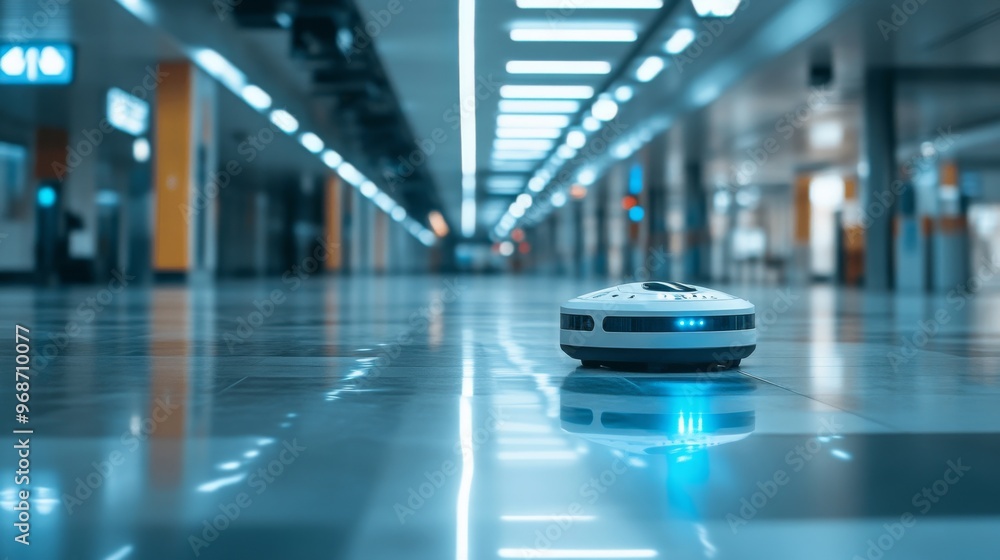 AI-Powered Autonomous Robot Cleaners in Public Spaces: Robot janitors autonomously cleaning airports, shopping malls, or office buildings. AI-Powered Autonomous Robot Cleaners in Public Spaces: Robot janitors autonomously cleaning airports, shopping malls, or office buildings.