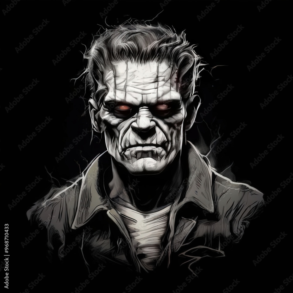 an AI Image Generator, Halloween Accessory with Green Skin and Bolts, Classic Horror Style an AI Image Generator, Halloween Accessory with Green Skin and Bolts, Classic Horror Style