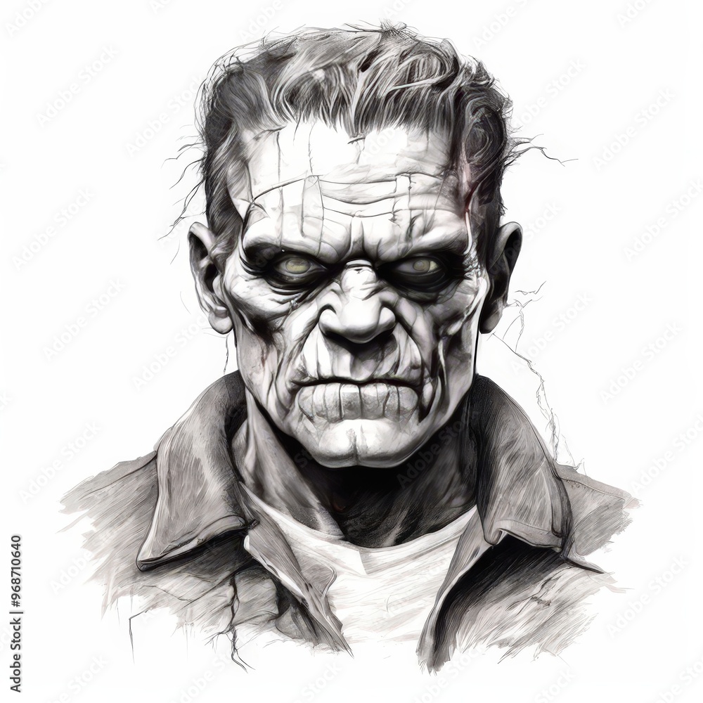 an AI Image Generator, Halloween Accessory with Green Skin and Bolts, Classic Horror Style an AI Image Generator, Halloween Accessory with Green Skin and Bolts, Classic Horror Style