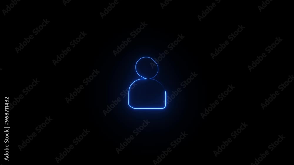 Bright neon person sign, user icon illustration. User profile login. with black background. Bright neon person sign, user icon illustration. User profile login. with black background.