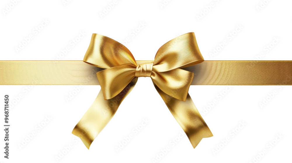Gold satin Christmas ribbon bow on transparent background Gold satin Christmas ribbon bow on transparent background
