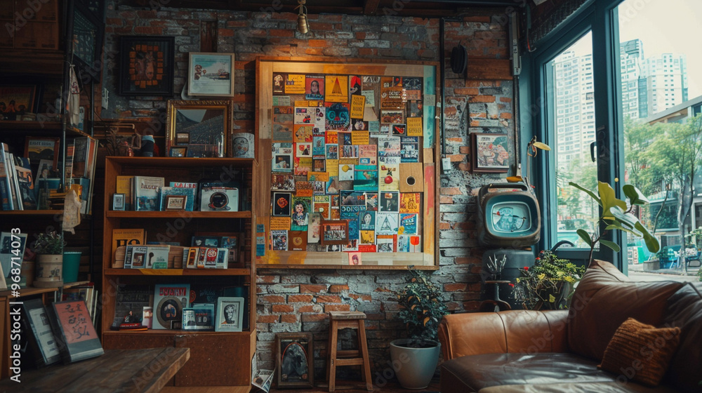A cozy indoor scene with a DIY photo frame made from upcycled magazines, with colorful magazine strips forming a mosaic pattern around the photo. A cozy indoor scene with a DIY photo frame made from upcycled magazines, with colorful magazine strips forming a mosaic pattern around the photo.