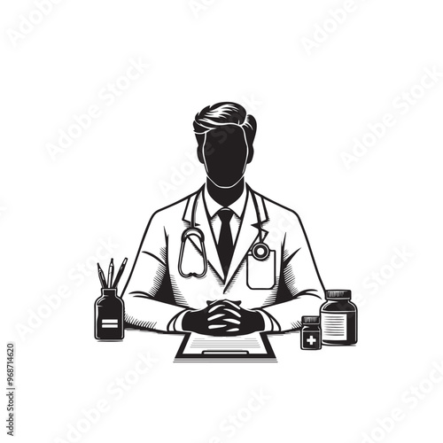 Doctor silhouette. Male and Female doctor vector design. Doctor logo, icon.