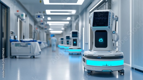 AI-powered autonomous surgery robots: Robots conducting complex surgical operations in high-tech hospitals.