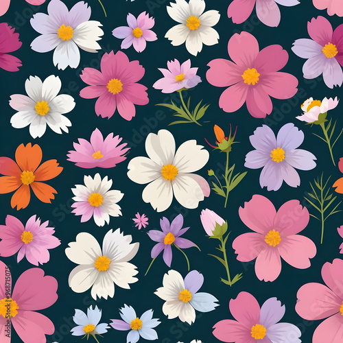 seamless pattern with autumn flowers