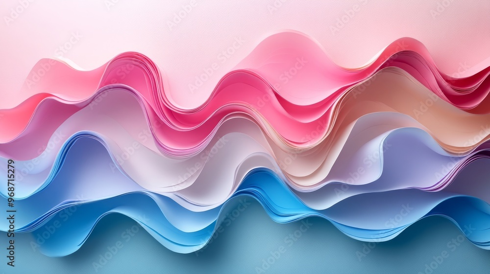 abstract colorful paper waves in pink and blue shades abstract colorful paper waves in pink and blue shades
