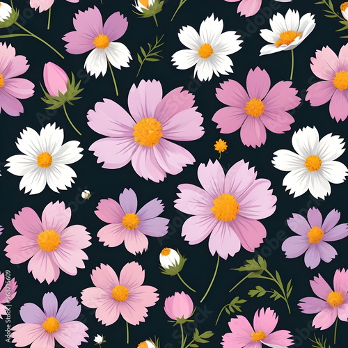 seamless pattern with autumn flowers