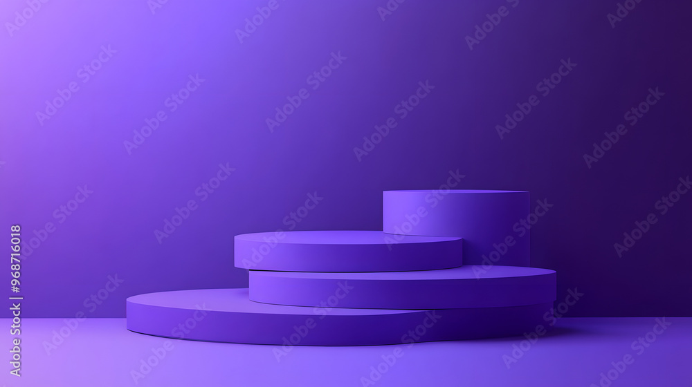 Elegant purple and white podium in a stylish interior with a mirror Elegant purple and white podium in a stylish interior with a mirror