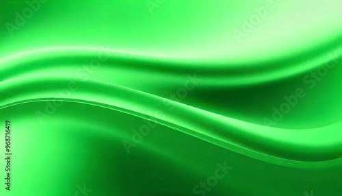 Green abstract background with smooth curved lines. swirling, green liquid with a dark background.