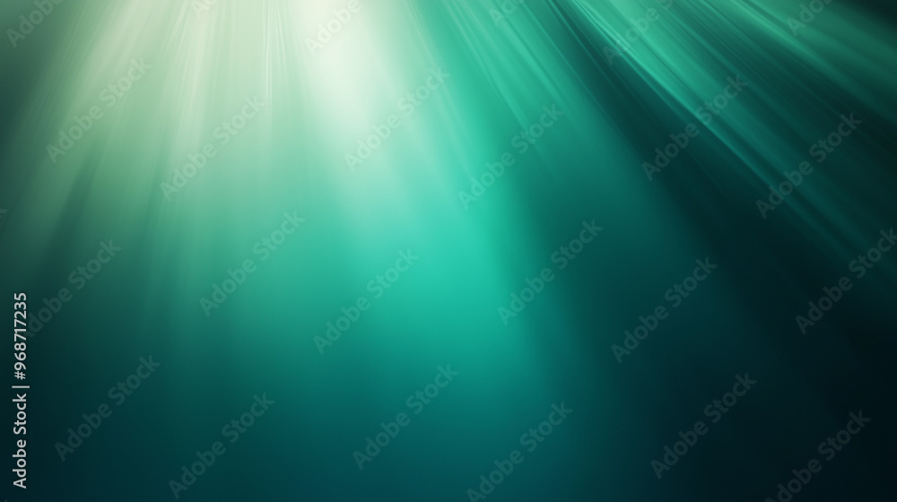 Obraz premium Soft Sun Rays Underwater in Green Depths