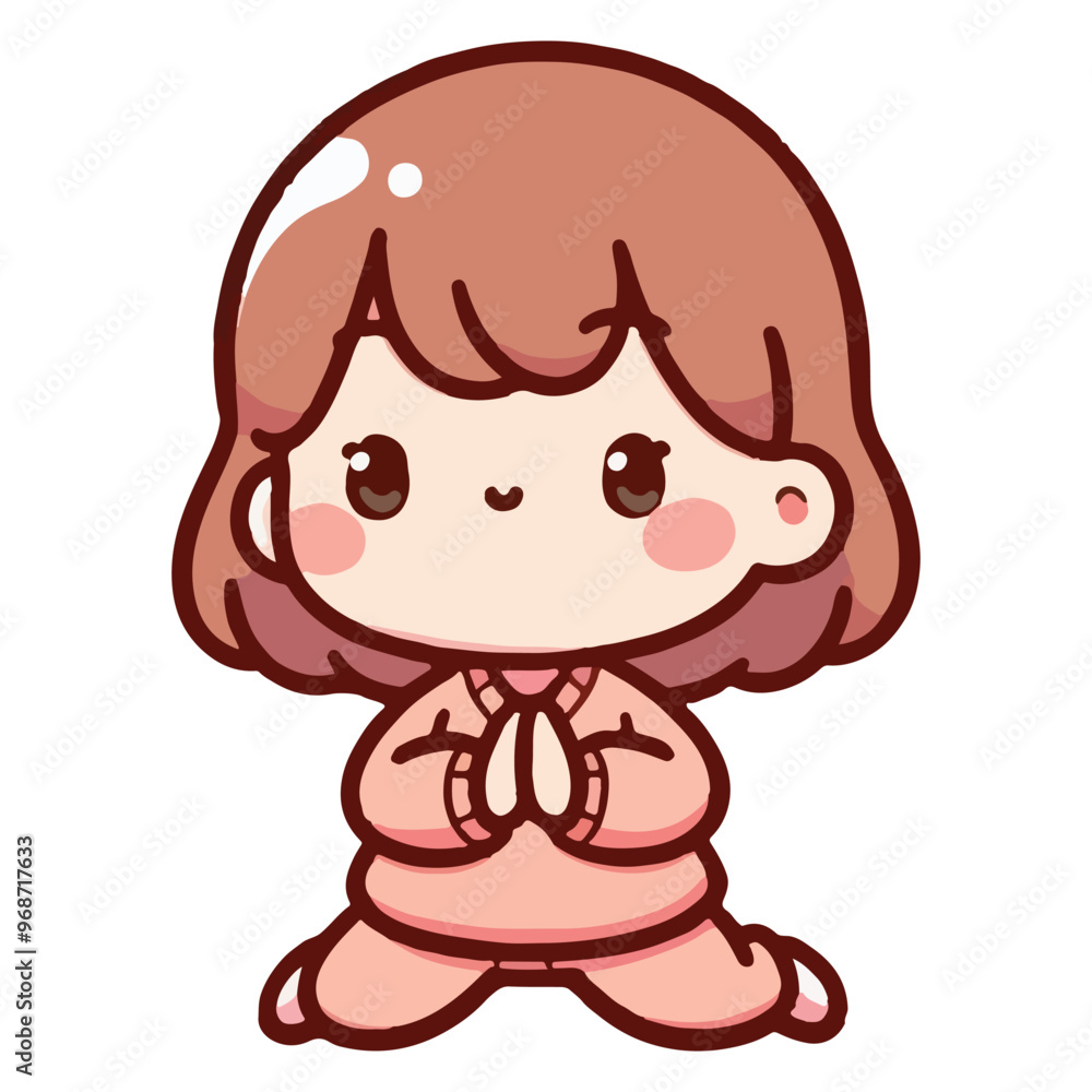 Obraz premium Cute girl doing breathing exercise. Care. Awareness, mindfulness and meditation.