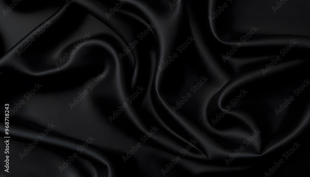 Fototapeta premium Abstract background luxury cloth or liquid wave deep black background and subtle shadows.