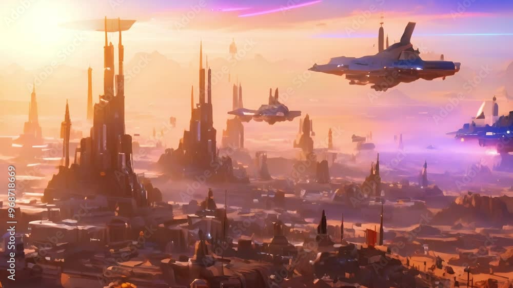 Futuristic Cityscape at Sunset Futuristic Cityscape at Sunset