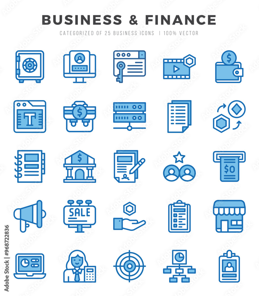 Business & Finance icons set. Collection of simple Two Color web icons. Business & Finance icons set. Collection of simple Two Color web icons.