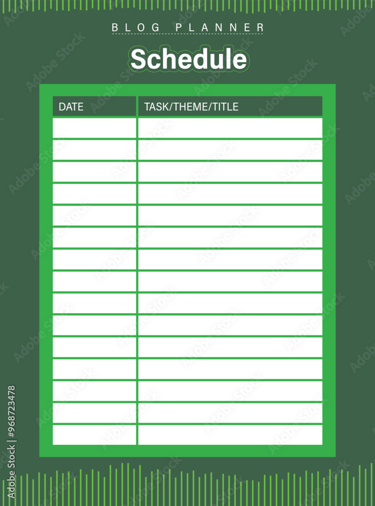 Blog Planner Schedule, Task Schedule, Theme Planner, Event Planning Sheet Vector Colorful Abstract Blog Planner Schedule, Task Schedule, Theme Planner, Event Planning Sheet Vector Colorful Abstract