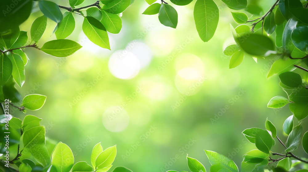 Bright Green Leaves Framing Soft Light Bright Green Leaves Framing Soft Light