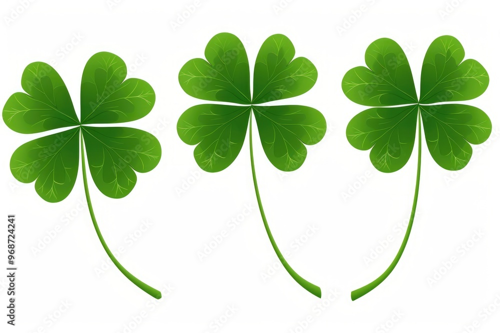 Vector illustration of four-leaf clovers in a simple, uncluttered design. Vector illustration of four-leaf clovers in a simple, uncluttered design.