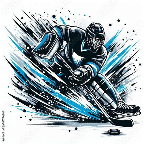 Ice hockey player in action with explosive energy and dynamic movement

