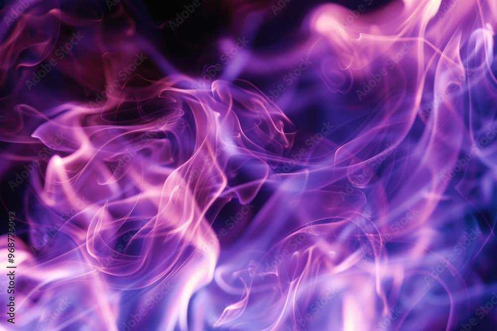Obraz premium A purple flame with a blue tint. The color of the flame is a mix of purple and blue, creating a unique and vibrant appearance. The flame appears to be dancing and swirling