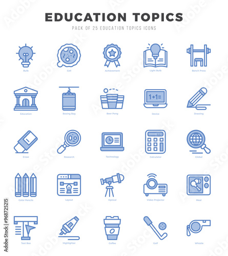 Set of Education Topics icons. Vector Illustration.