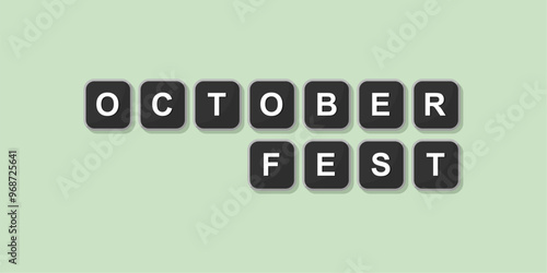 October themed word illustration of computer keyboard, vector format design with bright green background