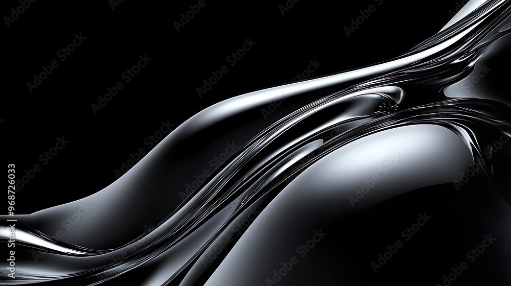 Obraz premium Abstract Black and White Shiny Liquid Form