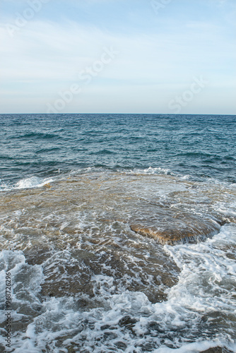 sea water accumulated between rocks. Sea wave between rocks. Carved rocks by the sea. sea water trapped between rocks.
Cyprus.