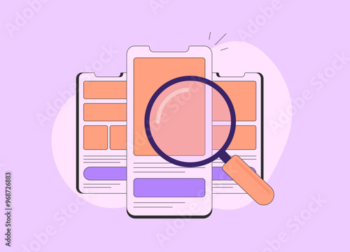 UX research concept. Mobile website interface comparison showing three designs with correct UI UX layout. User experience through usability testing and user behavior analysis vector illustration