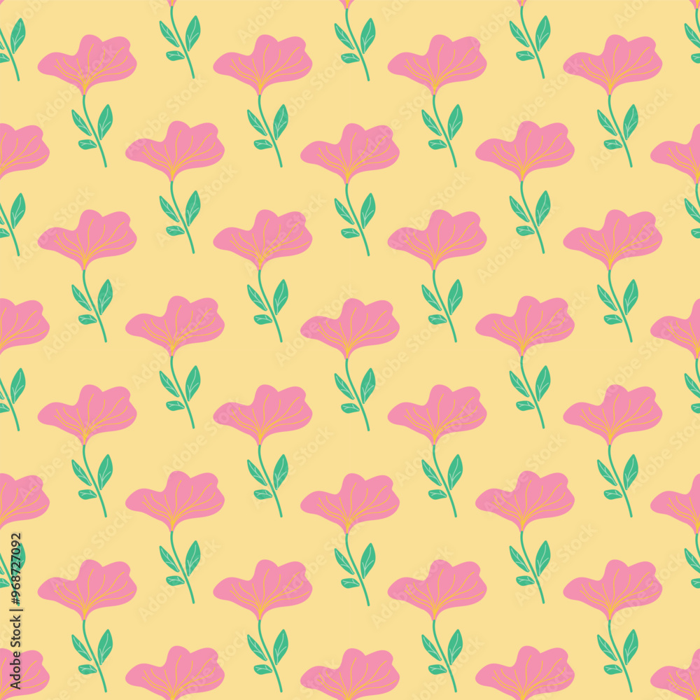 custom made wallpaper toronto digitalAbstract pink floral pattern design on yellow