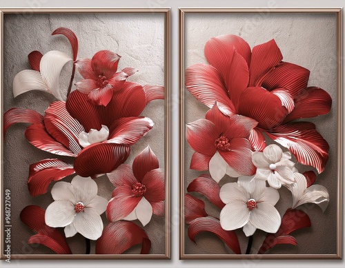 Rad and white flowers beautiful floral texture 