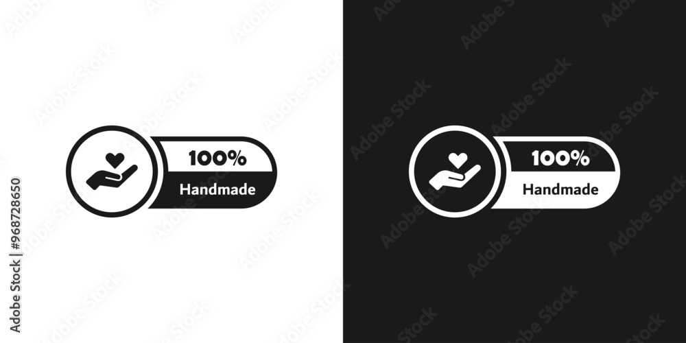 Handmade label, sticker or stamp. 100% handmade sign, icon or emblem. Vector Handmade label, sticker or stamp. 100% handmade sign, icon or emblem. Vector
