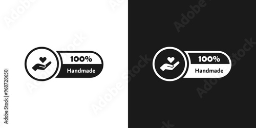 Handmade label, sticker or stamp. 100% handmade sign, icon or emblem. Vector