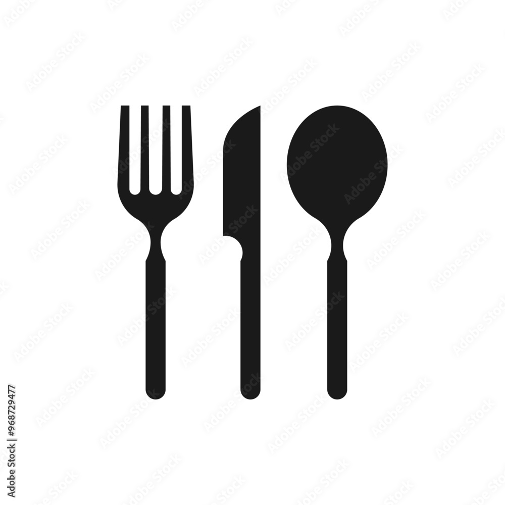 Cutlery sign. Spoon, fork and knife. Eating out. Restaurant business concept. Vector Cutlery sign. Spoon, fork and knife. Eating out. Restaurant business concept. Vector
