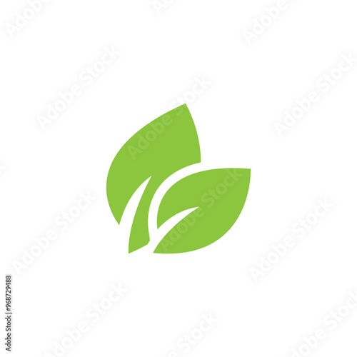 Green leaf icons. Eco, bio, natural, vegan icon. Vector. Two leaves