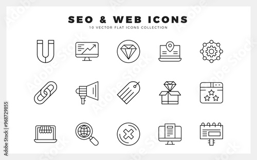 15 SEO & WEB Lineal icon pack. vector illustration.
