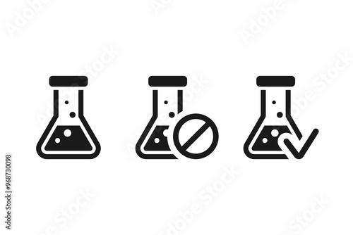 Chemistry flask icon. Science technology. flat design for chemistry, laboratory, science, biotechnology concepts. Chemicals sign. Additives.