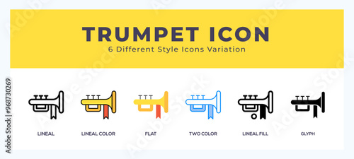 Trumpet set of vector icon. For web. and mobile app