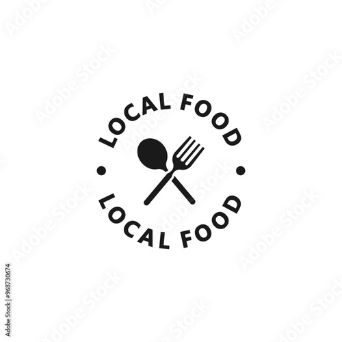 Local food sign. Local food logo, icon, label, sticker or package stamp. Local products. Restaurant and frozen meals concept. Vector