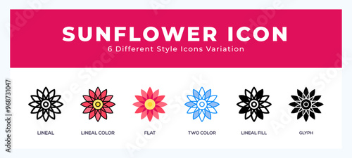 Sunflower icon in different style vector illustration.
