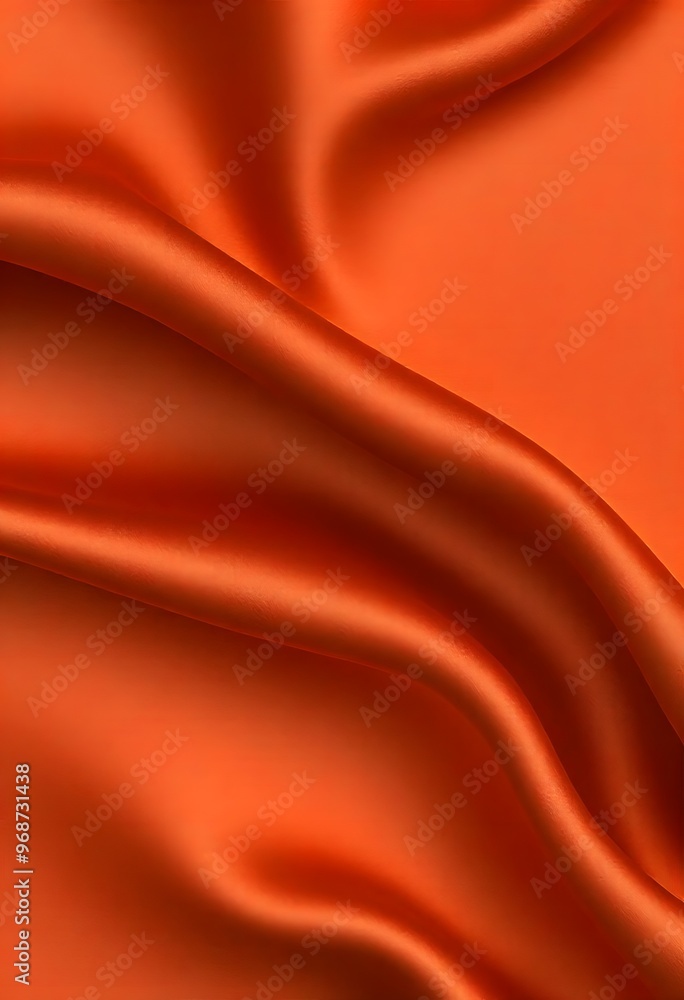 Fototapeta premium Abstract background luxury cloth or liquid wave smooth, flowing orange silk fabric with soft folds and highlights.