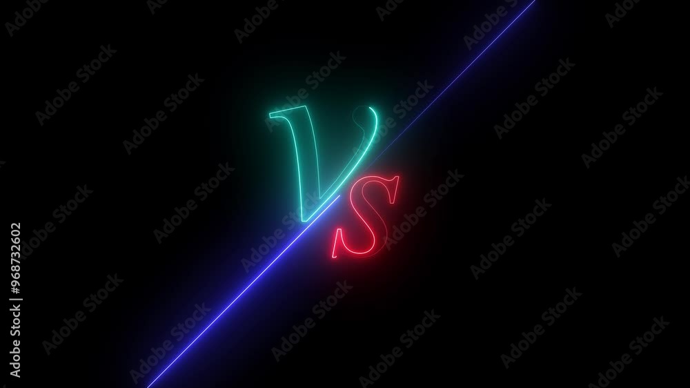 VS versus bars neon animated versus vs bars neon blue and red multiplayer co op team with smoky black background ,Animation of glowing neon versus text .neon lines and black background, VS versus bars neon animated versus vs bars neon blue and red multiplayer co op team with smoky black background ,Animation of glowing neon versus text .neon lines and black background,
