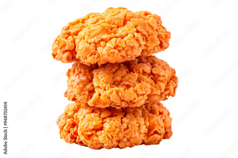 Cornflake buttery cookies with a golden-brown crust isolated on white transparent background. Close-up shot, showcasing texture and richness Cornflake buttery cookies with a golden-brown crust isolated on white transparent background. Close-up shot, showcasing texture and richness