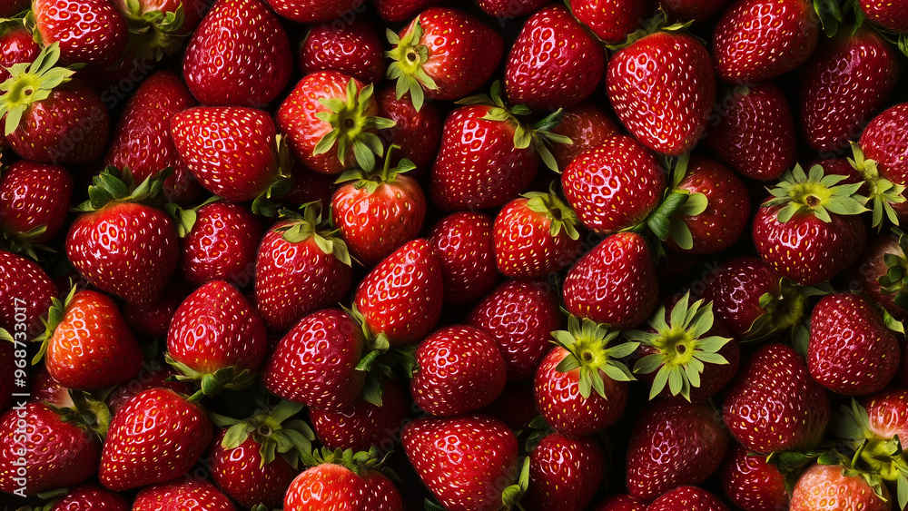 Fresh Strawberries Top View: Photorealistic Studio Shot for Advertising Fresh Strawberries Top View: Photorealistic Studio Shot for Advertising