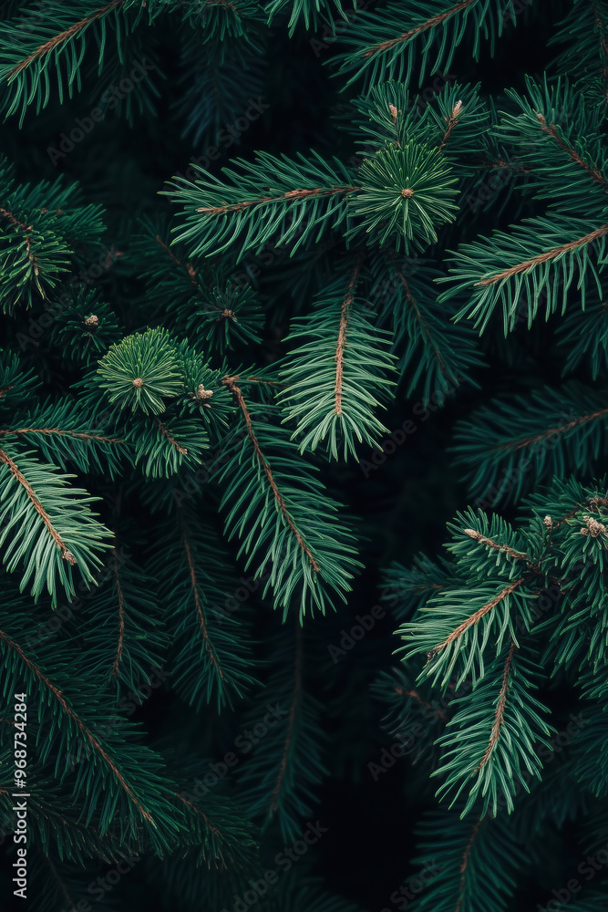 Dark pine tree branches with vibrant green needles - winter holiday texture. Moody natural, tranquil, seasonal Christmas, rustic nature pattern design Dark pine tree branches with vibrant green needles - winter holiday texture. Moody natural, tranquil, seasonal Christmas, rustic nature pattern design