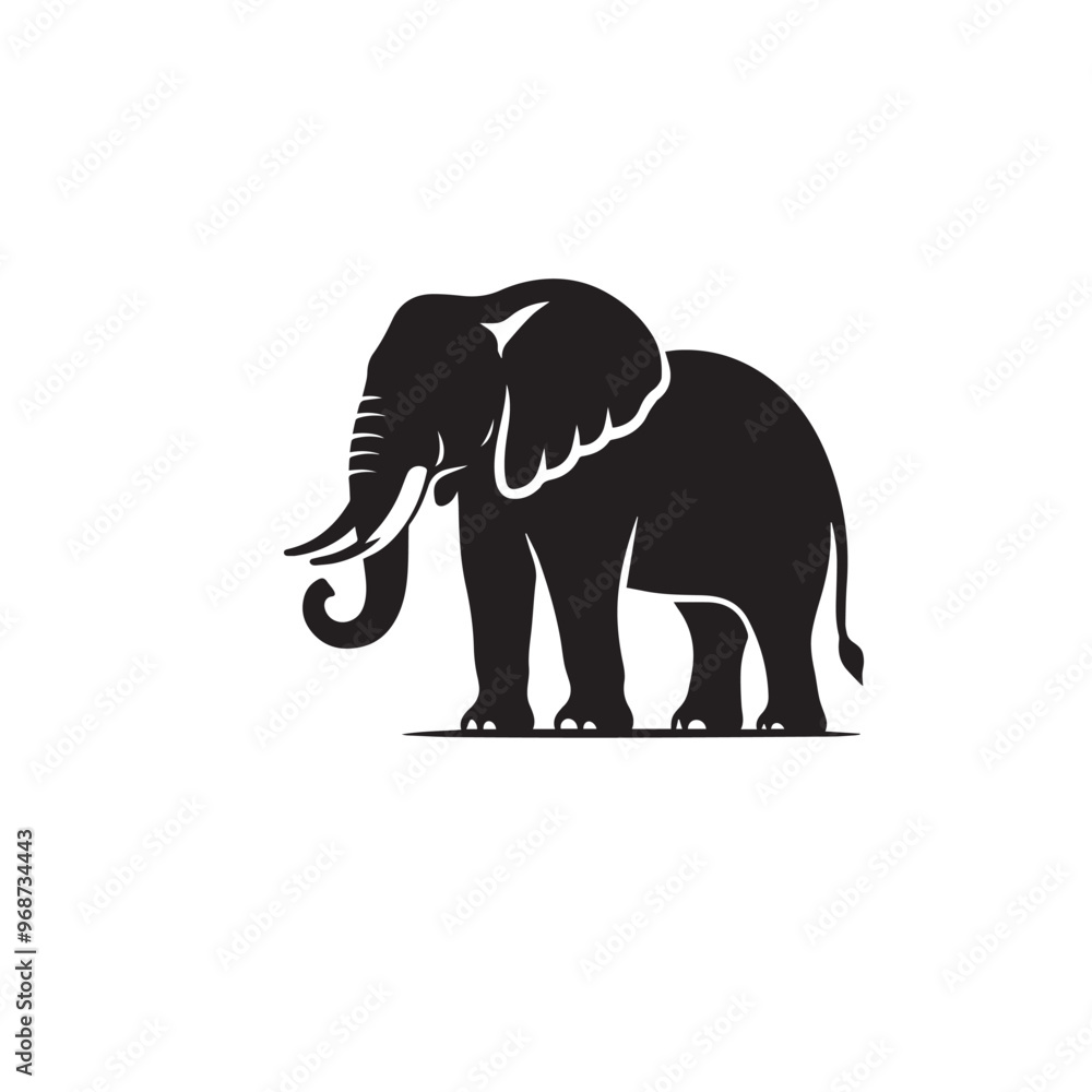 Obraz premium Elephant vector silhouette. Elephant black silhouette. Elephant logo, icon black and white.