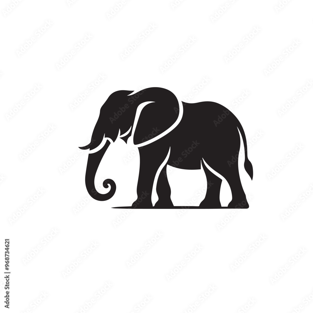 Elephant vector silhouette. Elephant black silhouette. Elephant logo, icon black and white.