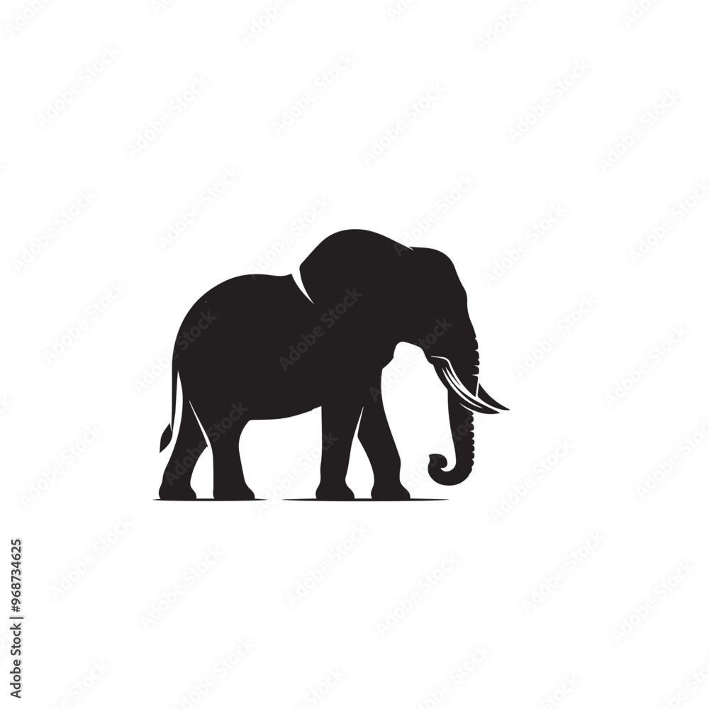 Fototapeta premium Elephant vector silhouette. Elephant black silhouette. Elephant logo, icon black and white.
