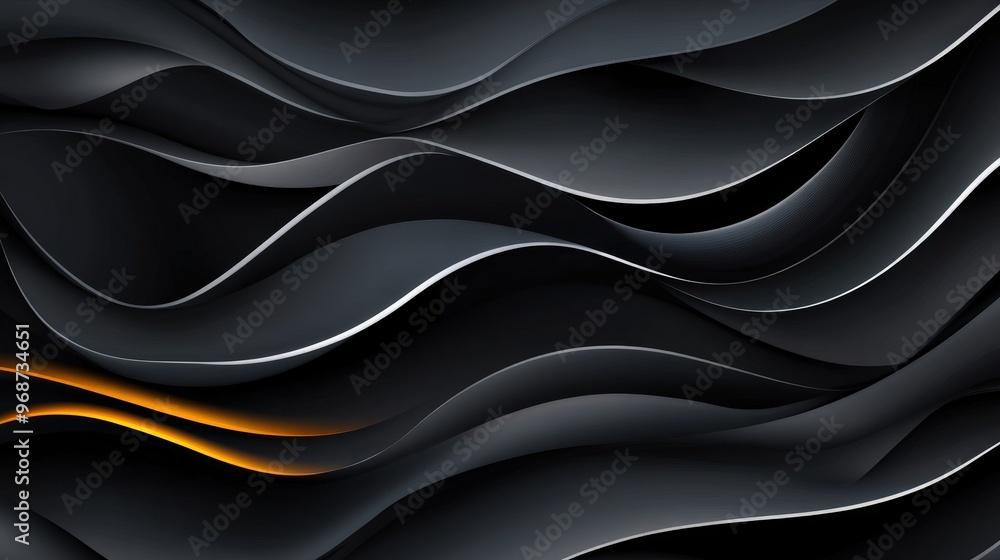 Fototapeta premium Abstract Black and Orange Wavy Background
