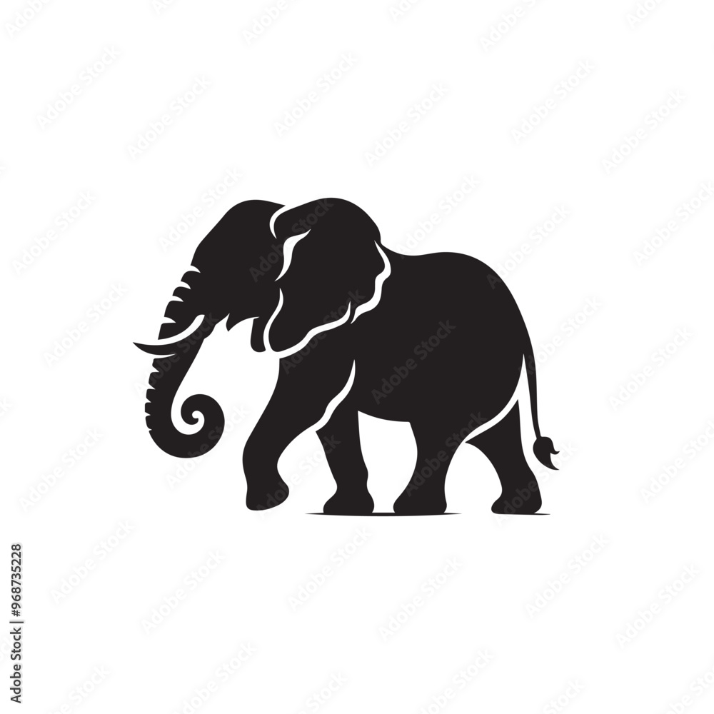 Fototapeta premium Elephant vector silhouette. Elephant black silhouette. Elephant logo, icon black and white.