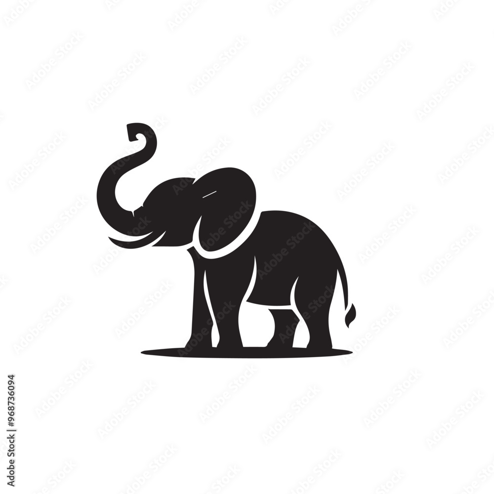 Obraz premium Elephant vector silhouette. Elephant black silhouette. Elephant logo, icon black and white.